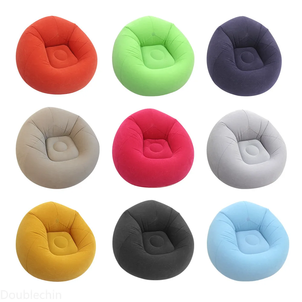 Single Flocked Inflatable Lazy Sofa, Foldable Bean Bag Ball Shaped Inflatable Chair for Indoor Outdoor Leisure Use image 5