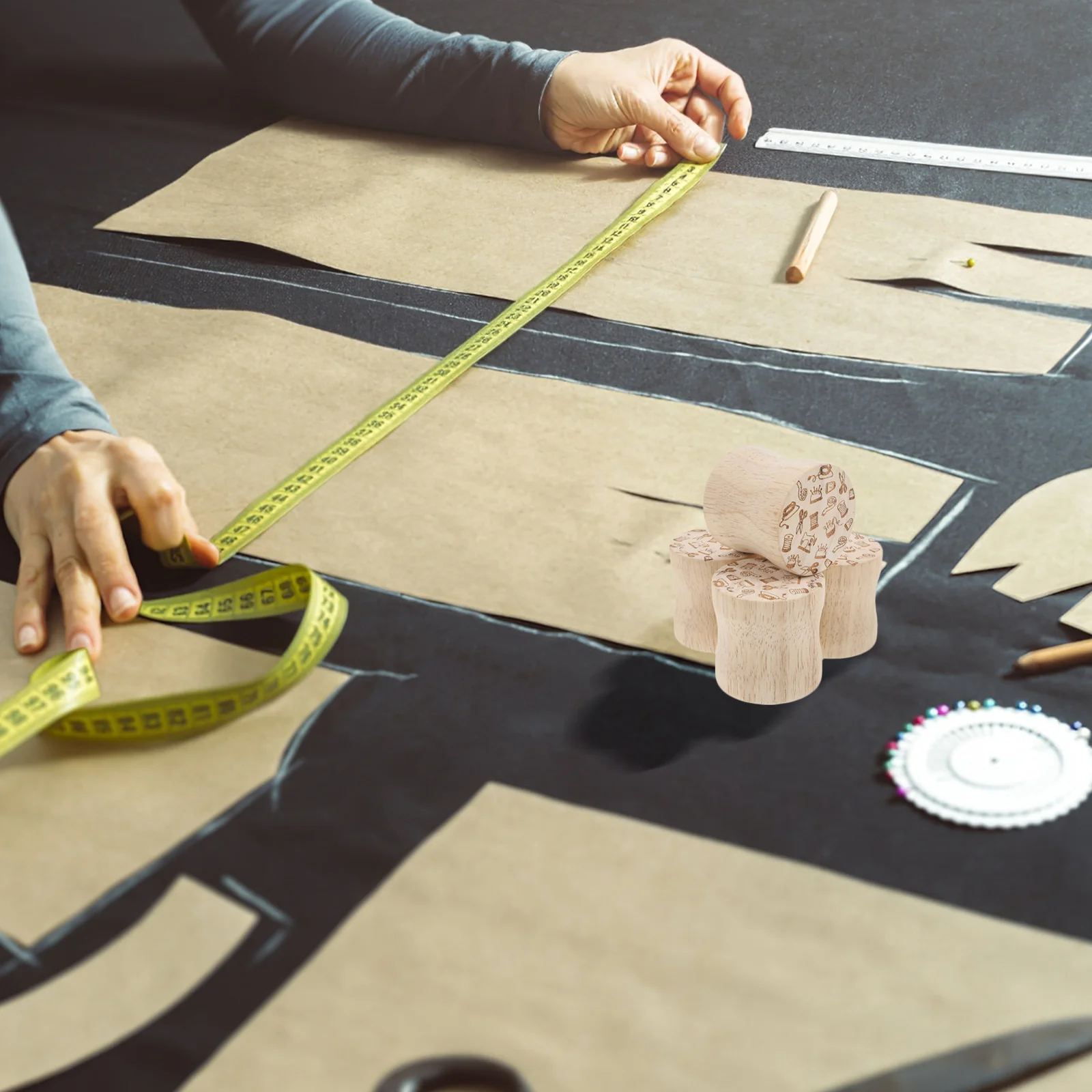 

4pcs Wooden Pattern Weights Heavy Duty Fabric Sewing Quilting Craft Tools For Holding Patterns Cutting Marking Dressmaking