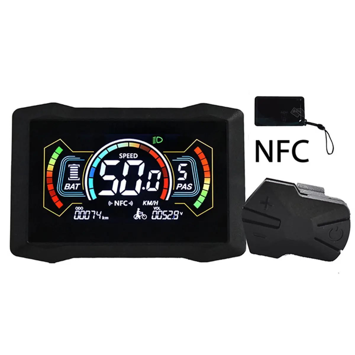 useful H7C E-Bike NFC LCD Display 24V/36V/48V/60V/72V Type C Electric Scooter LCD Color Meter UART NFC Speedometer SM5+2PIN