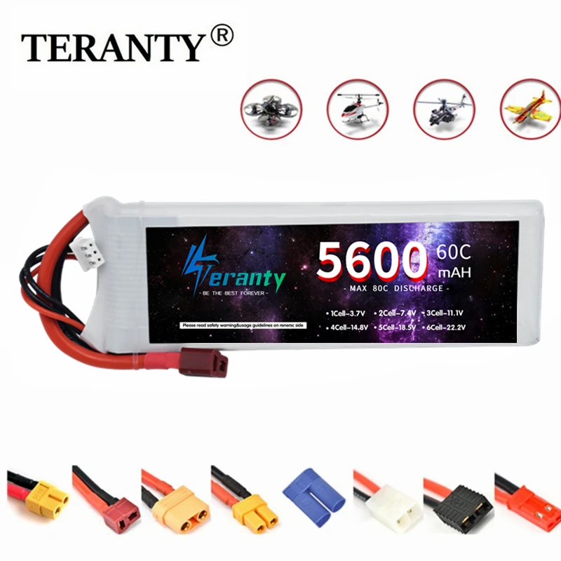 Teranty 7,4 V Lipo Batterie 2s 5600mah Batterie für RC Fpv Flugzeug Hubschrauber Drohne Tank Modell Rennwagen Hobby 2p xt60