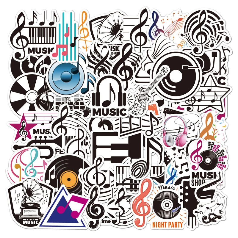 50 قطعة من ملصقات الموسيقى المقاومة للماء من الفينيل لسجل القصاصات الموسيقية وملصقات الملاحظات الموسيقية لملصقات الموسيقى المقاومة للماء #2
