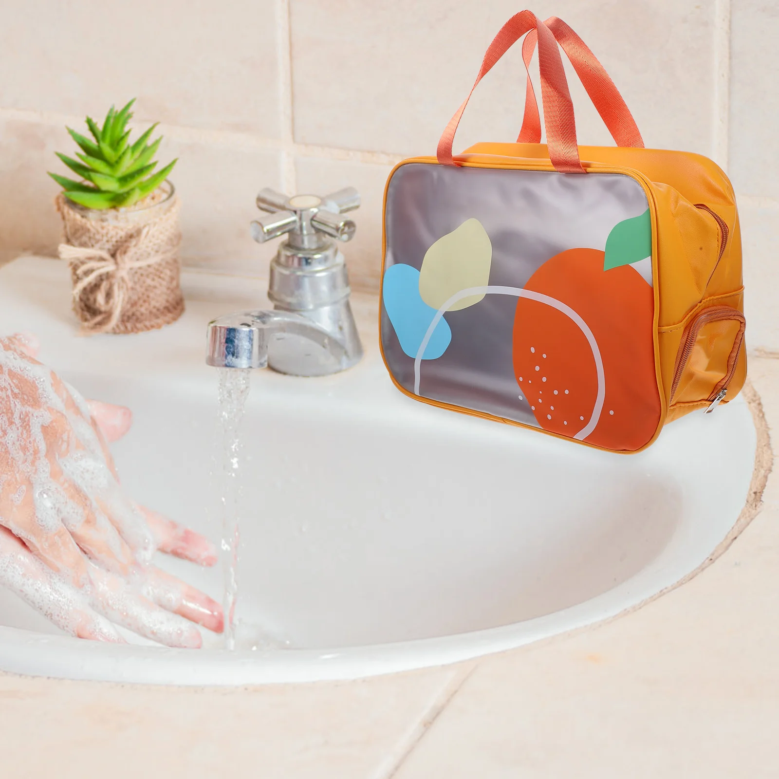 حقيبة شفافة مقاومة للماء لتنظيم مكياج السفر بتصميم مدمج مع حقيبة متعددة الوظائف بسحاب للإغلاق لقضاء عطلة الصالة الرياضية #1