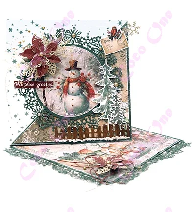Winter Christmas Print Lace Metal Cut Dies and Stamps for DIY Scrapbooking Photo Album Embossing Decorative Paper Cards