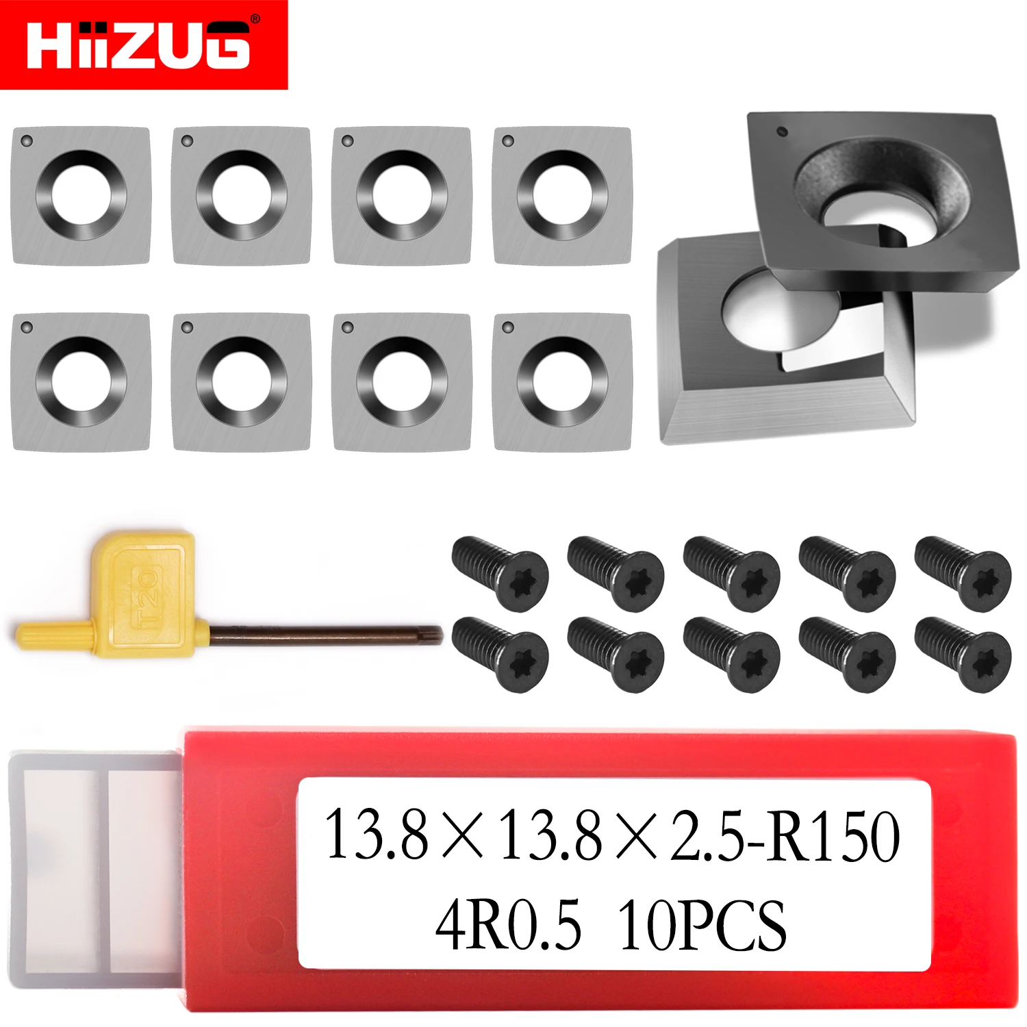 Square Carbide Inserts Cutter Plaina Helicoidal Espiral Woodtorning Lathe Tool Carpintaria Raio 150 mm 13.8 mm 10 Pcs