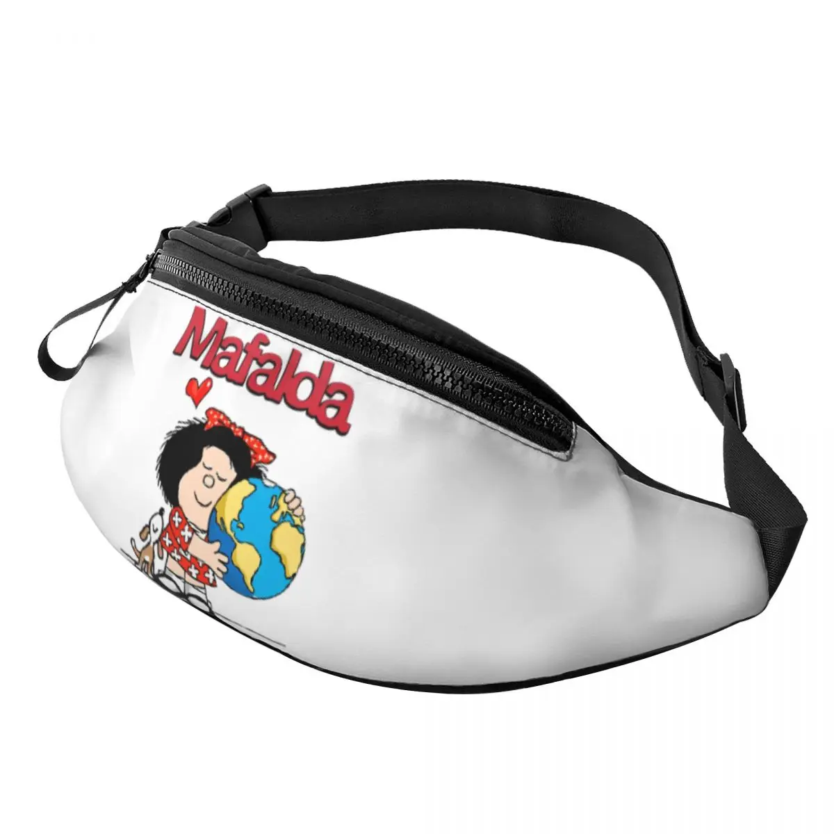 Mafalda World And Her Puppy Fanny Pack for Men Women Quino Comic Cartoon Crossbody Waist Bag Travel Hiking Phone Money Pouch