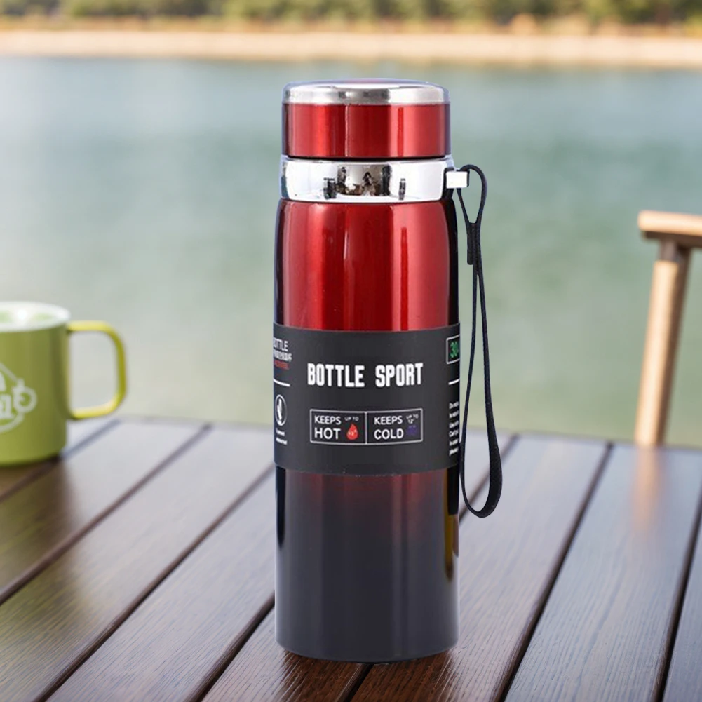 1000ml Vacuum Double Insulation Cup with Handle Portable Sports Bottle Large Capacity Outdoor Vacuum Flask for Water Tea Coffee