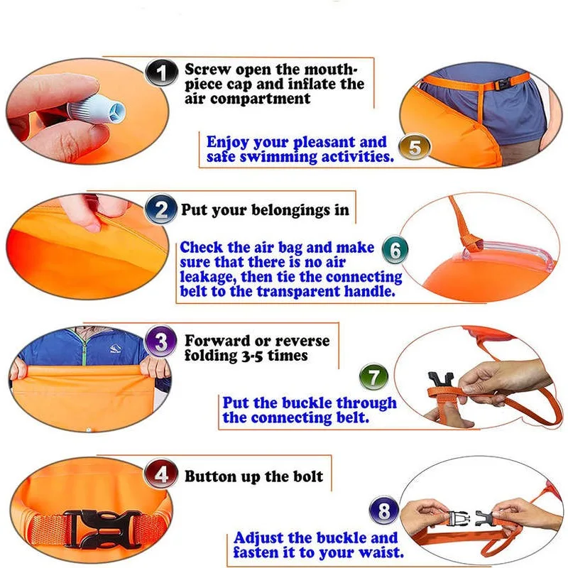 Swim Buoy Dry Bag Inflatable Model With Waist Belt Safe Gear For Boat Raft Water Sport Portable Storage Protective Article