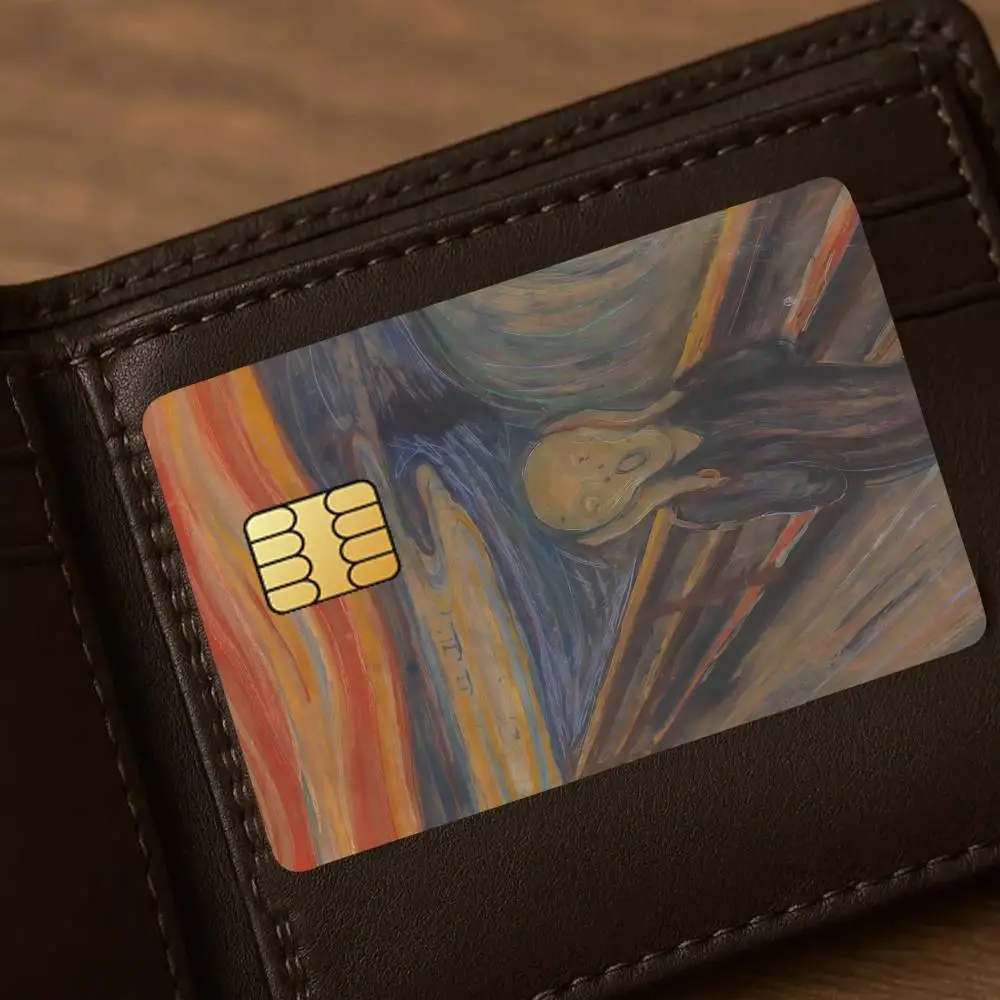 The Scream Credit Card Public Transportation Cards Sticker Waterproof Card Face Decoration 4PCS