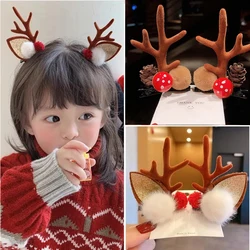 2pcs/Set  Christmas Elk Ear Hair Clip Women Girl Santa Snowman Hairpin Xmas Party Barrettes For Kids Kawaii Cosplay Headwear