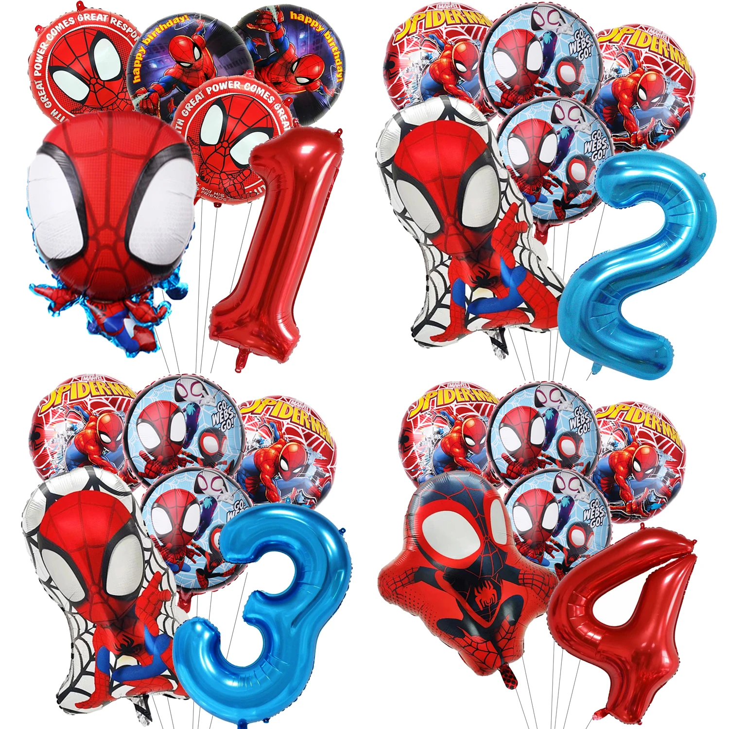 Spidey And His Amazing Friends Theme Kids 1st Number Balloon Set Birthday Party Supplies Baby Shower Boy Party Decoration Globes