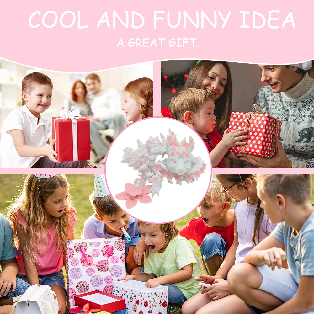 

3D Printed Crystal Dragon Articulated Dragon Fidget Toy Cherry Blossom Dragon Home Office Decor Birthday Gift for Boys