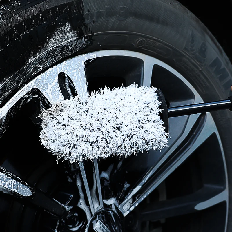 Car Clean Brushes Microfiber Tire Cleaning Brush Soft Plush Wheel Tyre Spokes Washing Brush Clean Hard-To-Reach Area Accessories