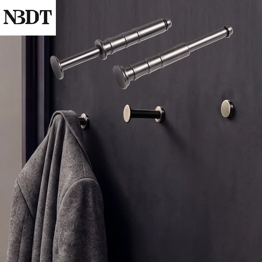4Pcs Metal Recessed Retractable Valet Pin Hook For Closet Robe Black Nickel