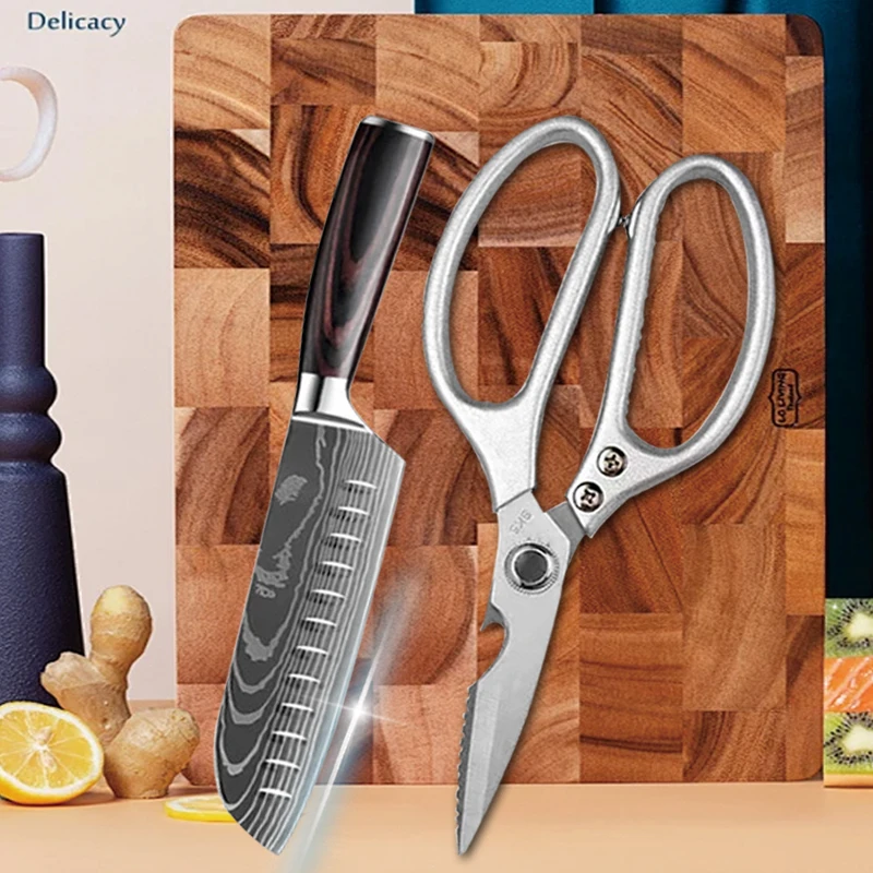 

Дамасский лазерный 7-дюймовый нож сантоку, кухонный нож, японский Магнитный нож, мясница, овощной нож для приготовления пищи для дома и ресторана