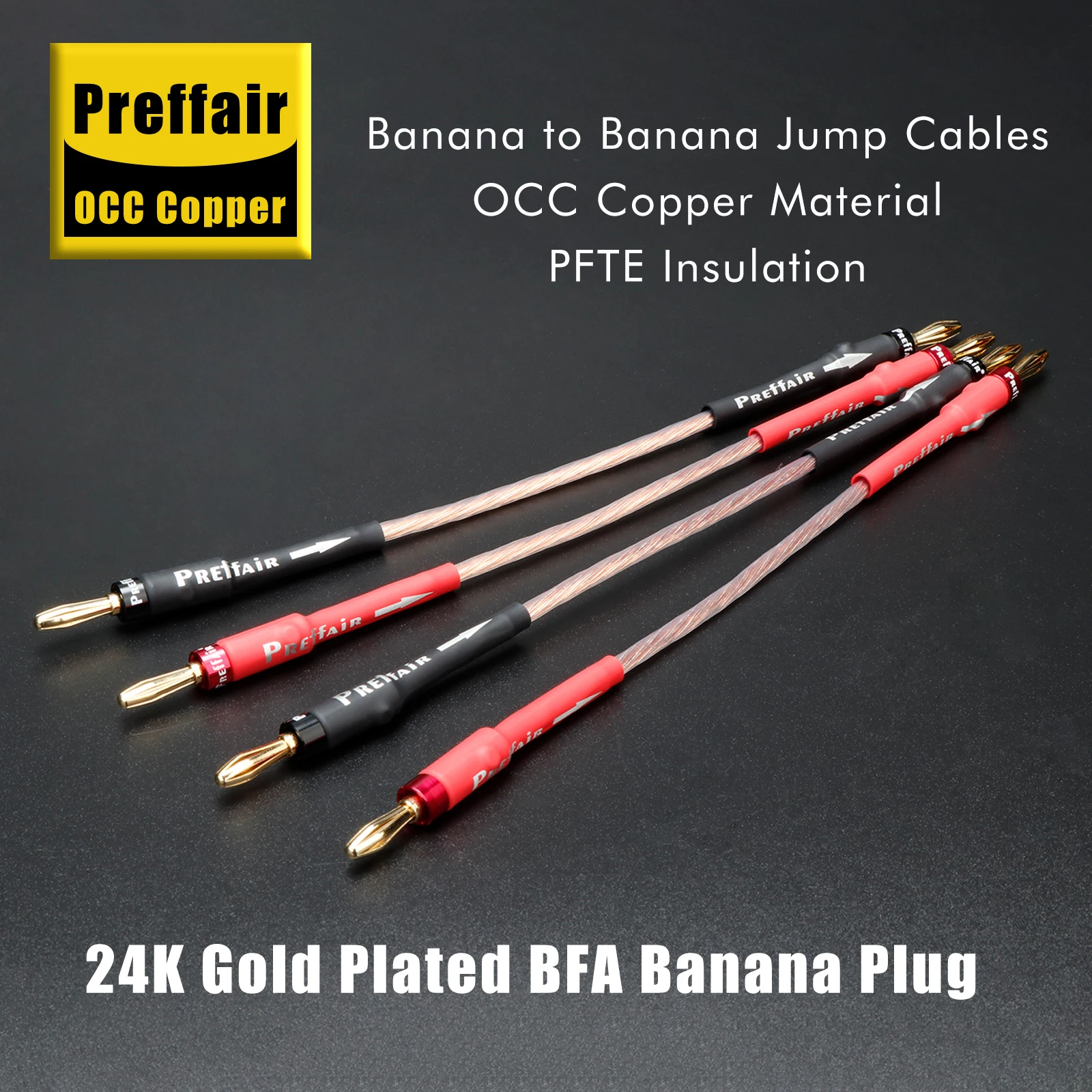 Preffair OCC hifi speaker jumper cable 4 square Bridge jumper wire gold plated banana Y spade speaker connector for speaker amp