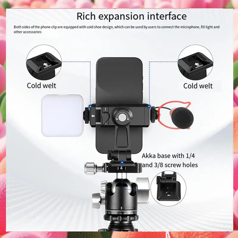 

Адаптер для крепления на штатив для телефона с основанием Arca QR, холодный башмак, 360° ° Вертлюг 180° ° Наклон, держатель для телефона с Iphone 15 Pro Max-ABJU