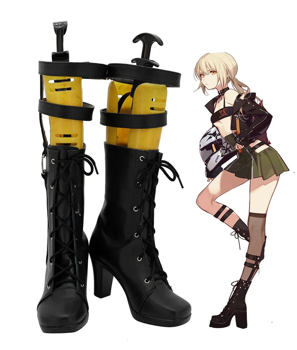 

Fate Grand Order FGO Arutoria Pendoragon Cosplay Boots High Heel Shoes Black Custom Made Halloween Party Cosplay