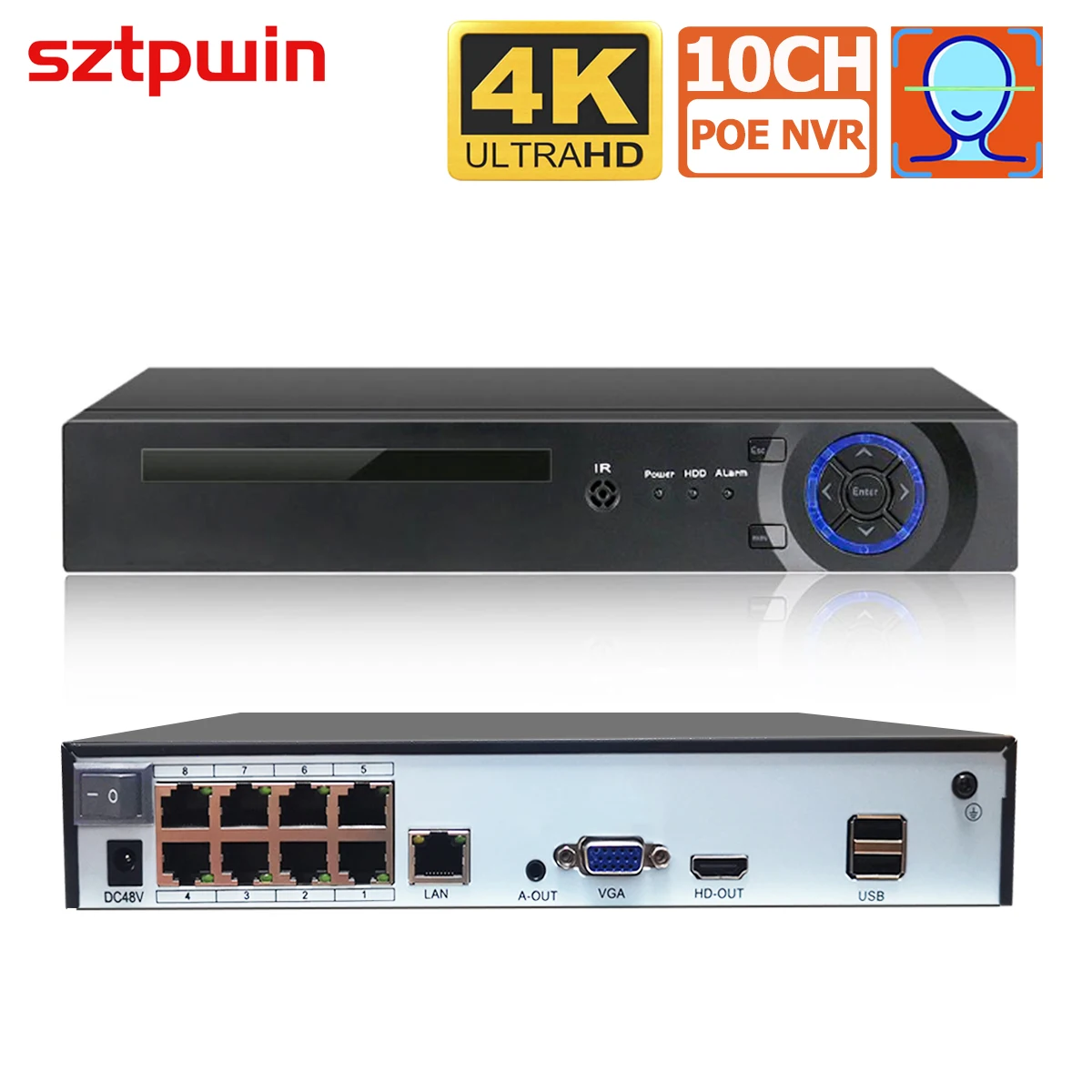 4CH 8CH 4K 8MP H.265 PoE NVR Recorder For HD 4K 3MP 4MP 5MP PoE IP Camera Face Detection 48V ONVIF Video Surveillance