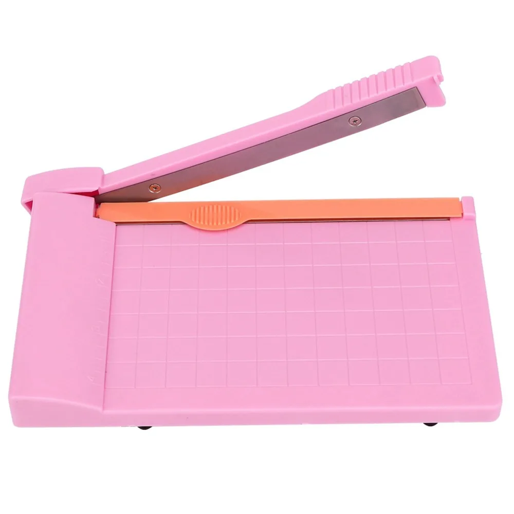 A6 Size Paper Cutter Pink 4 * 6-inch Panel Scale Guillotine Paper Cutter Precision Cutting Multi Function Mini Paper Cutter