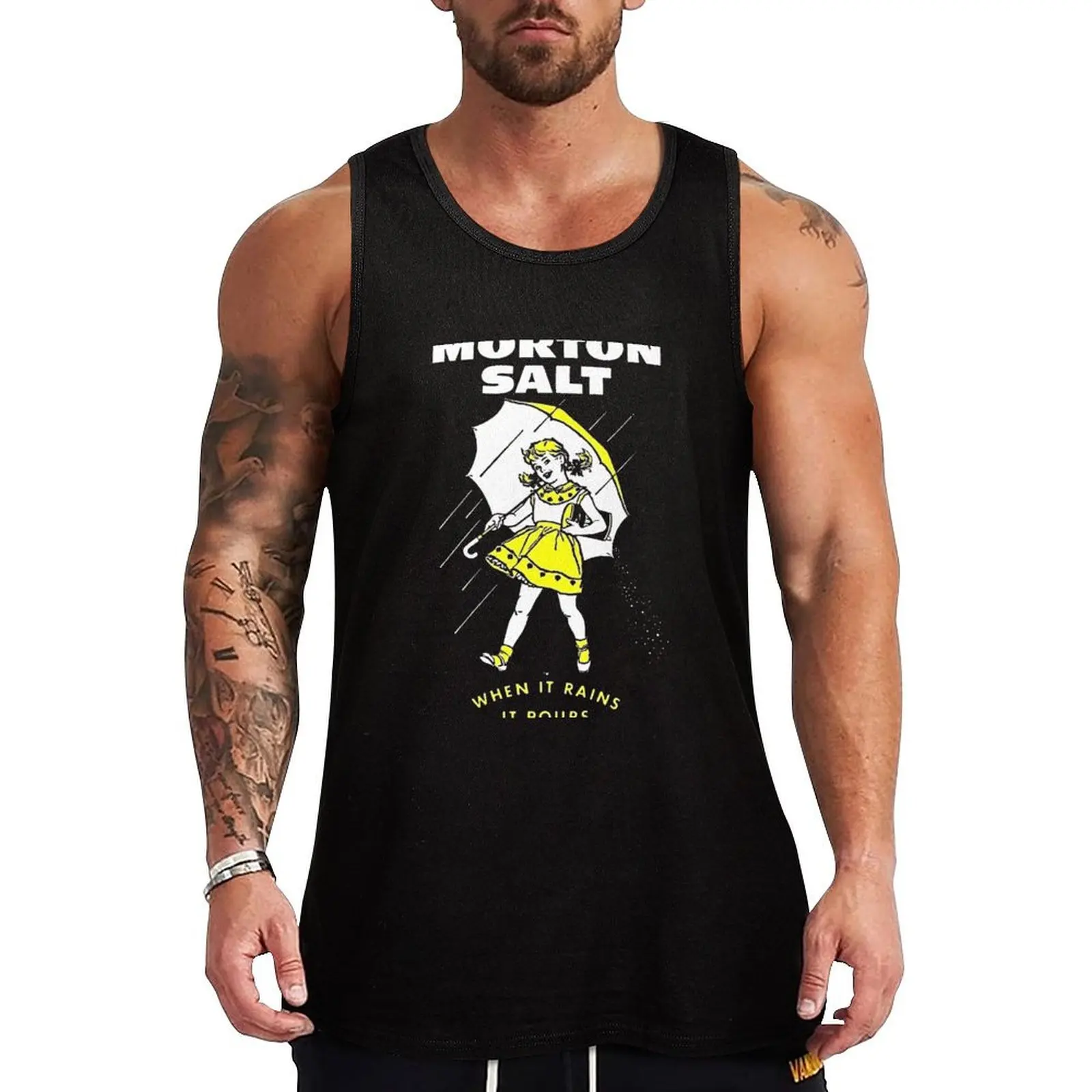 Morton Salt Tank Top sleeveless Men's t-shirts sleeveless gym shirts male t-shirts for Men's gym Men gym sportswear