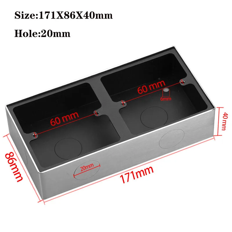 Double Triple Type 86 Stainless Steel Button Box Surface Mount Universal Wall Switch Socket Junction Box