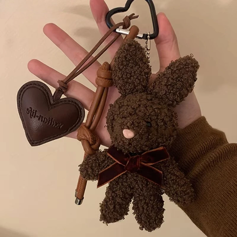 Kawaii Plush Rabbit Keychain Y2K Cute Bunny Stuffed Keyring Backpack Pendant