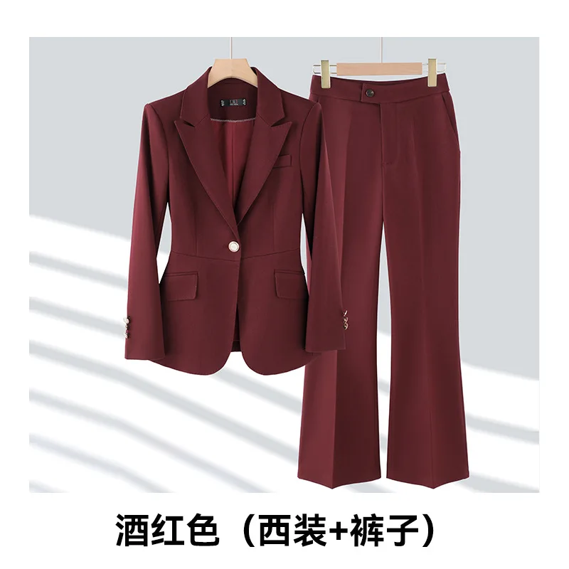 Giacca da abito rosso vino per donna primavera e autunno 2024new Suit Suit Suit President Temperament Office Wear abiti da lavoro