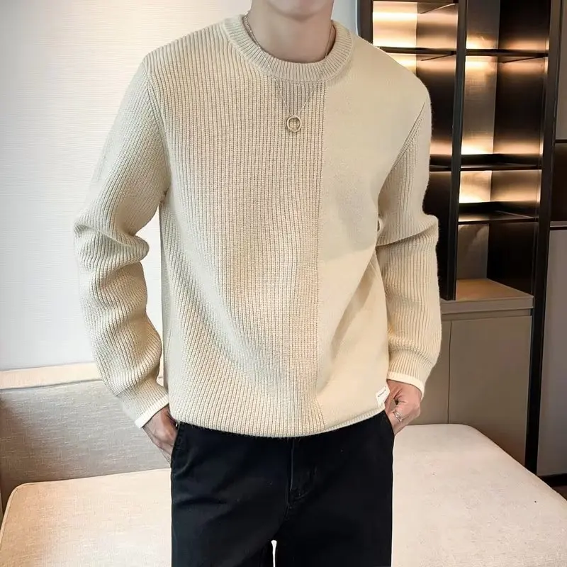 

Men Cashmere Sweater Long Sleeve O-Neck Jumpers Male Warm Clothes Korean Pull Homme Hiver Pullover Knitted Sweaters S85