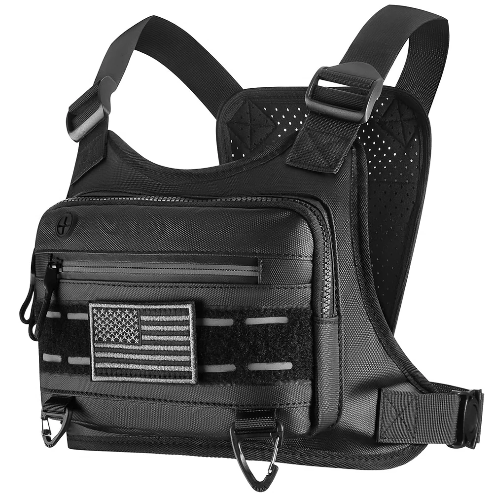 Tactical Chest Bag for Men Women, Water‑Resistant Running Vest Chest Pack, Adjustable Sport Chest Rig for Outdoor Cycling Hiking