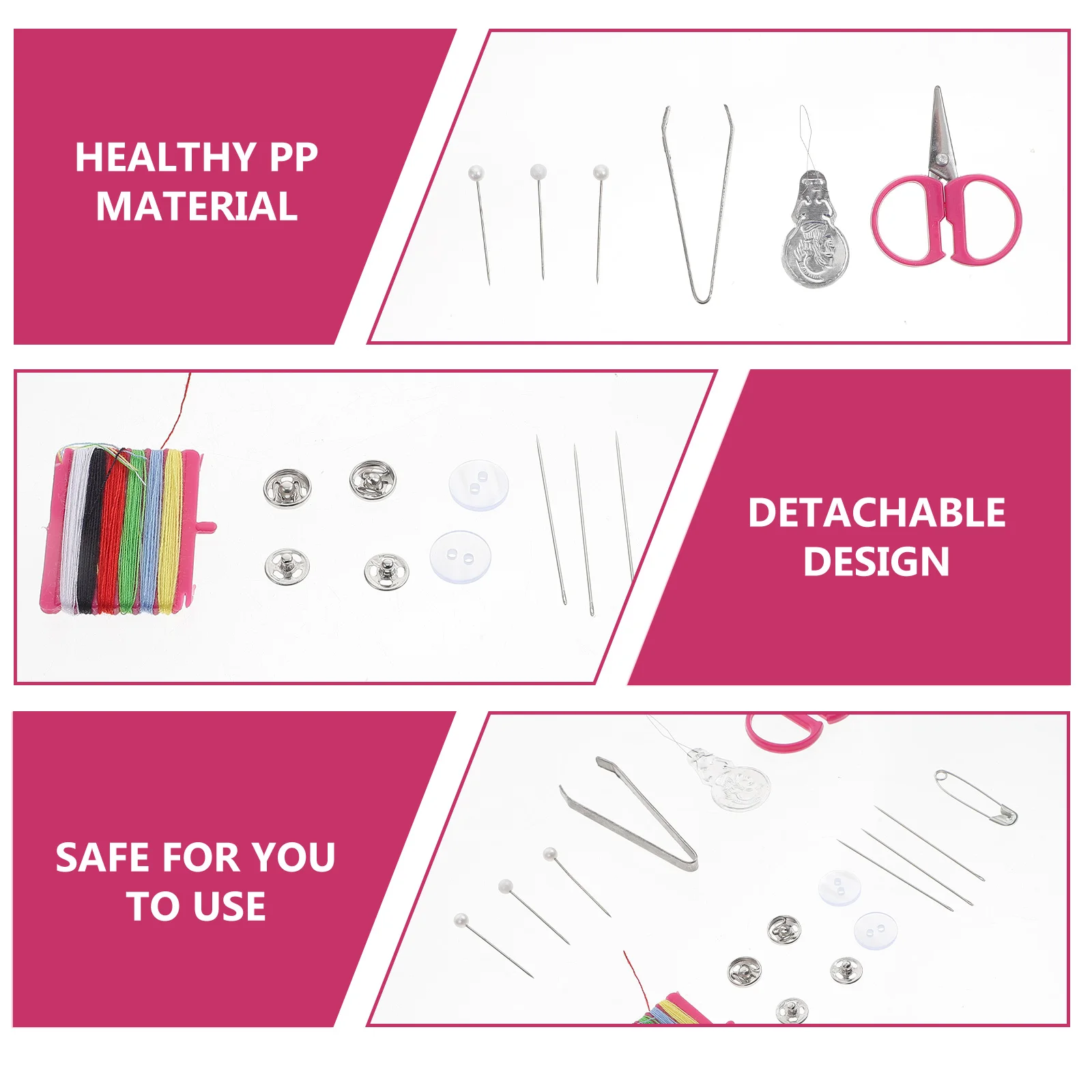 

3 Boxes Sewing Set Supplies Travel Size Kit Kits Portable Needlework Tools Mini Small Alloy Hand Quilting Thread