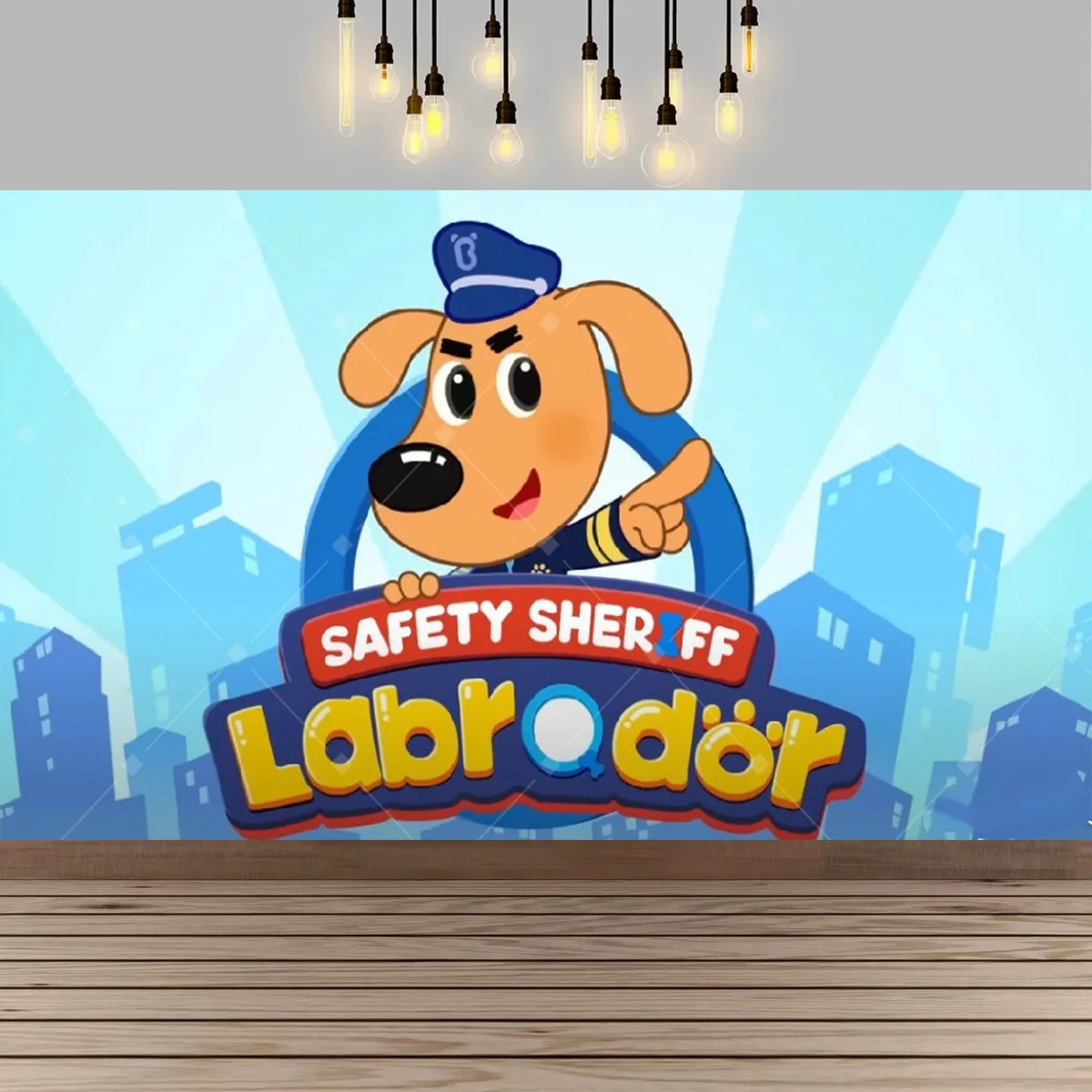 لطيف الاطفال سلامة الرسوم المتحركة لابرادور الكلب الطرف الديكور خلفية شريف الكلب موضوع حفلة عيد ميلاد لوازم الديكور راية