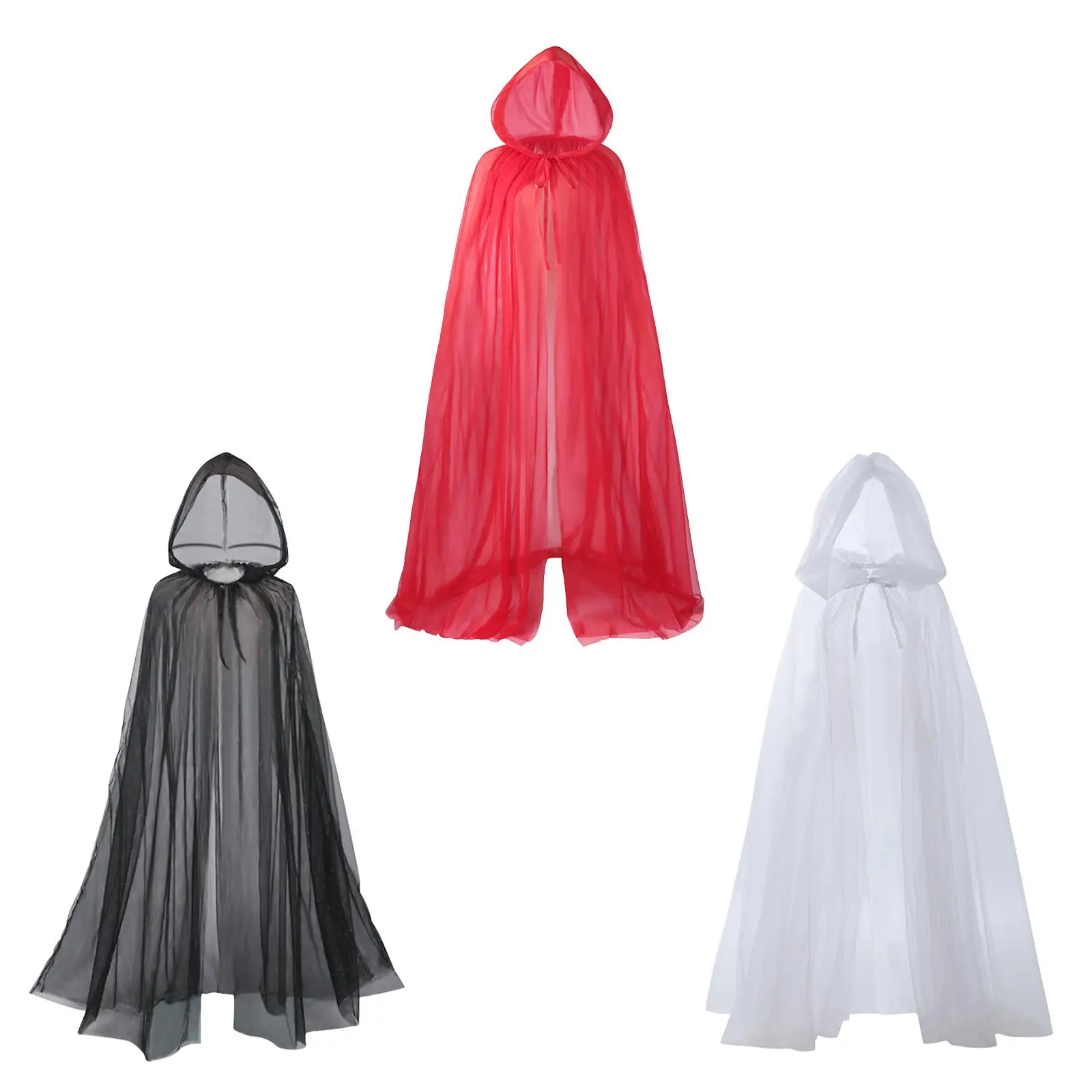 Witch Cape Halloween Costume Hooded Cape Gauze Horror Bridal Cape Women Cosplay