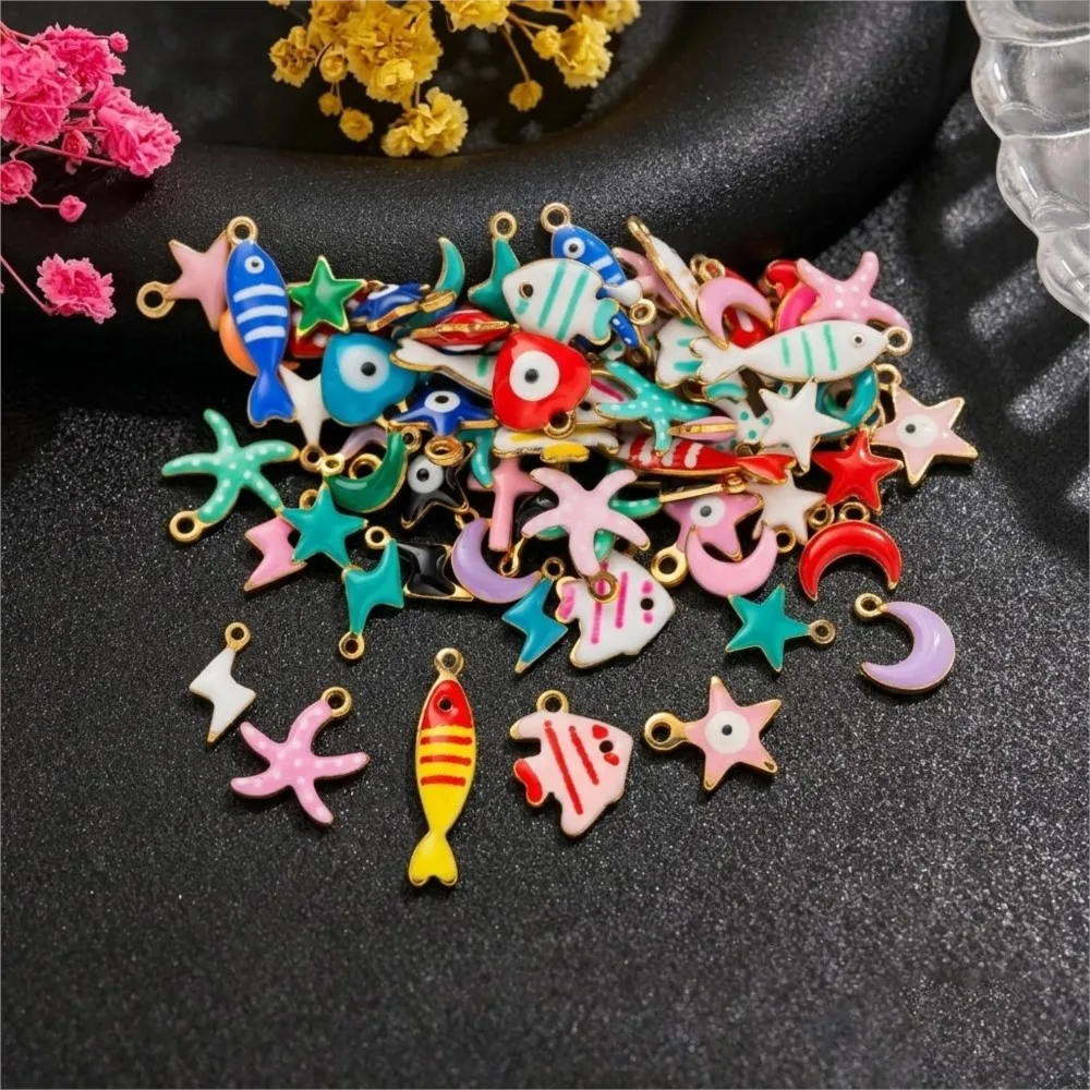 20Pcs/Lot Stainless Steel Small Starfish Fish Enamel Pendant For DIY Ocean Necklace Earrings Jewelry Making Accessories Findings view 5