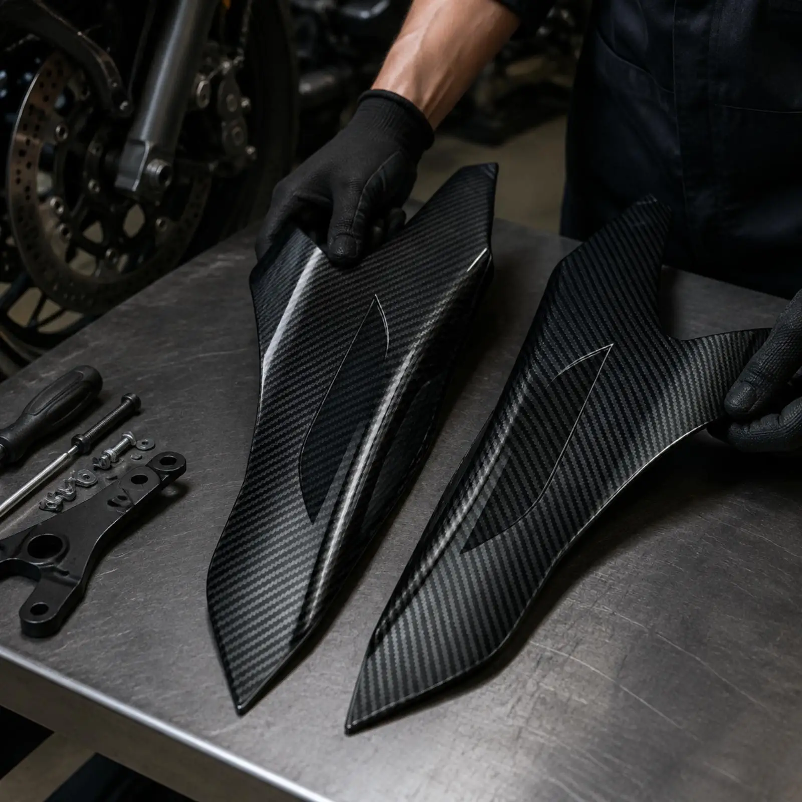 Motorcycle Side Spoiler Wind Deflector Racing Fairing Plastic Contoured Body Kit Accessory for Sports Bike Custom Modification
