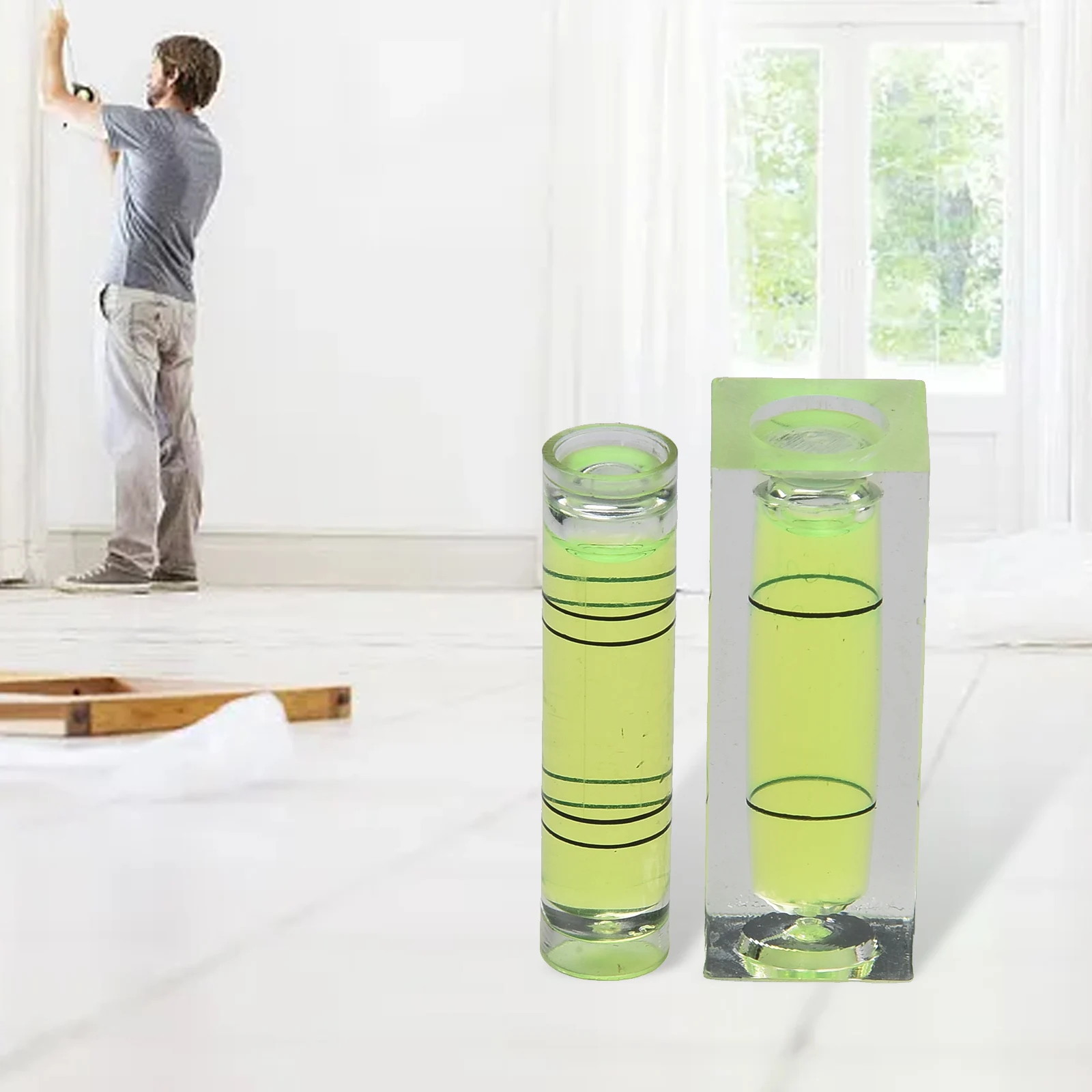 Practical High Quality Levelers Spirit-Level 2 Pcs Bead Type Bubble Easy To Use Mechanical Strip Transparent +Green