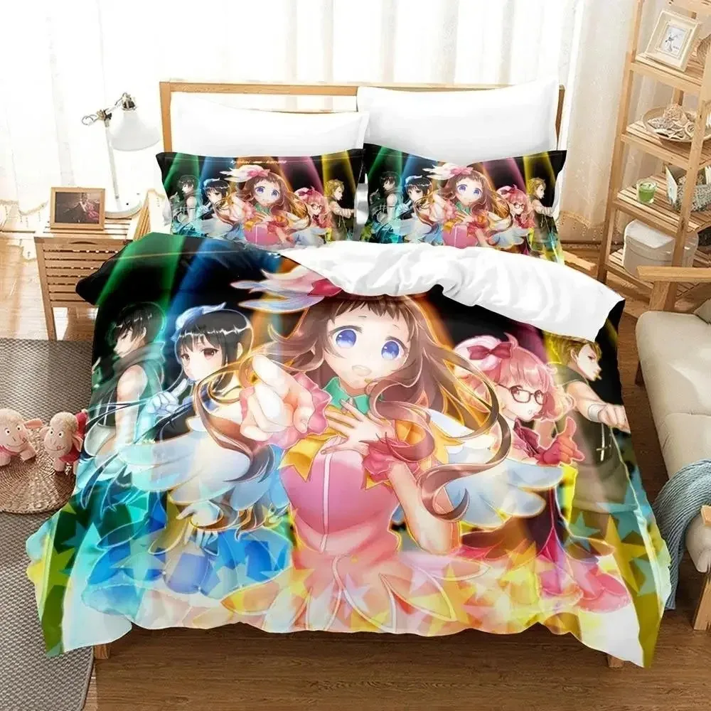 

New Beyond the Boundary Bedding Set Cartoon Anime three-piece set Adult Kid Bedroom Duvet cover Sets 3D Kawaii Girl Home textile