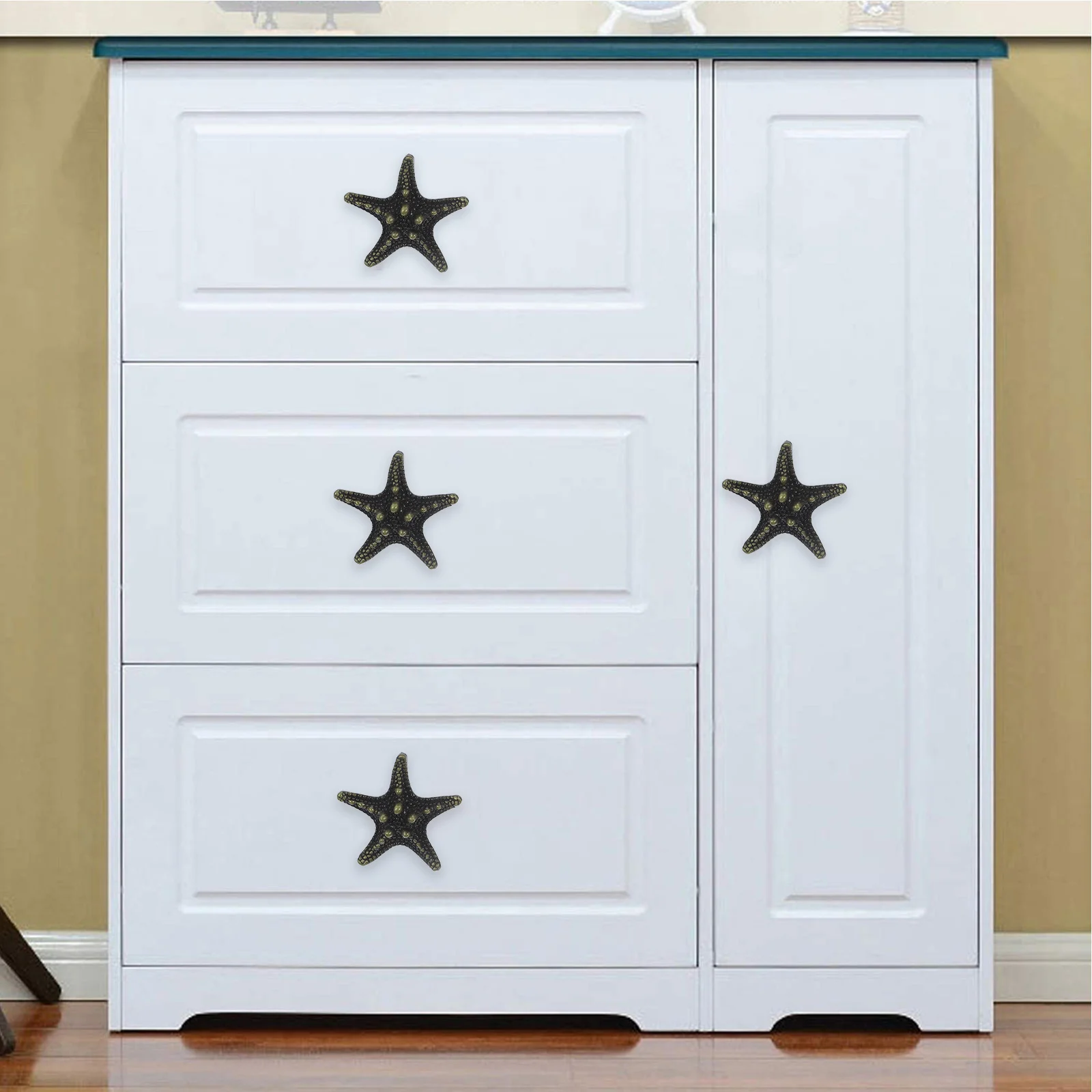 

2pcs Sea Star Shaped Knobs Zinc Alloy Cabinet Pull Handles For Drawer Wardrobe Cupboard Door Furniture Hardware