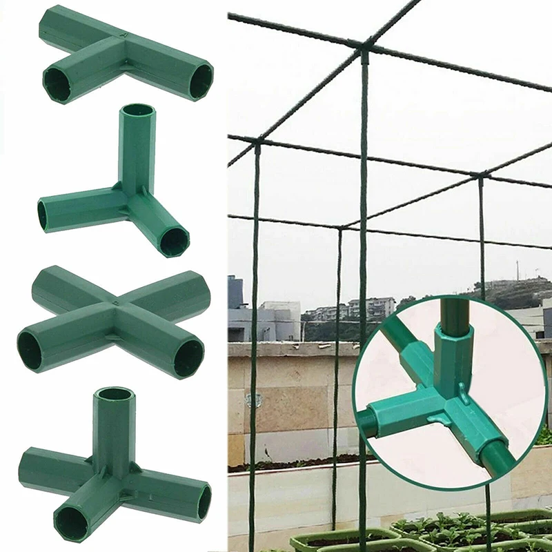 

10/20pcs Tee 3/4Way Frame Edging Connectors Plastic Gardening Corner Connectors Plant Stakes Fencing Pipe Joint for Greenhouse