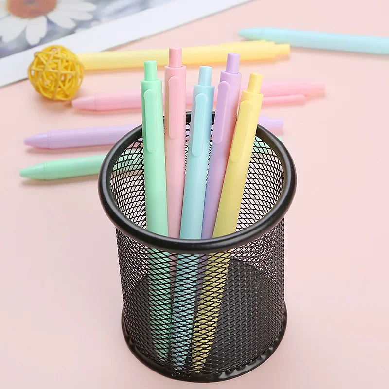 

50PCS Macaron Press Gel Pen Day Is Black Pen Student Office Stationery Test Cute Stationary Supplies Office Accessories