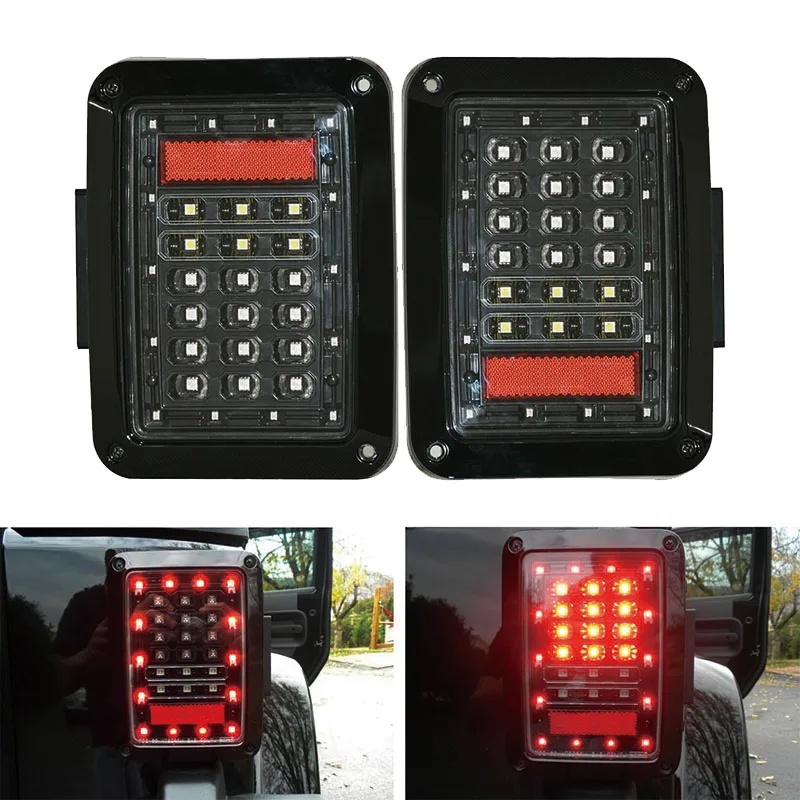 

1Pair LED Taillights 12V LED Brake Tail Light Rear Signal Reverse Lamps For 07-15 Jeep Wrangler JK US Version/Euro Version