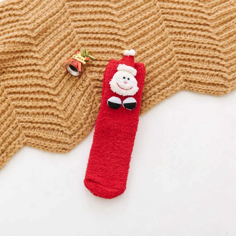 

Милые рождественские носки-тапочки, утепленные мягкие носки из кораллового флиса, нескользящие теплые хлопковые носки для дома