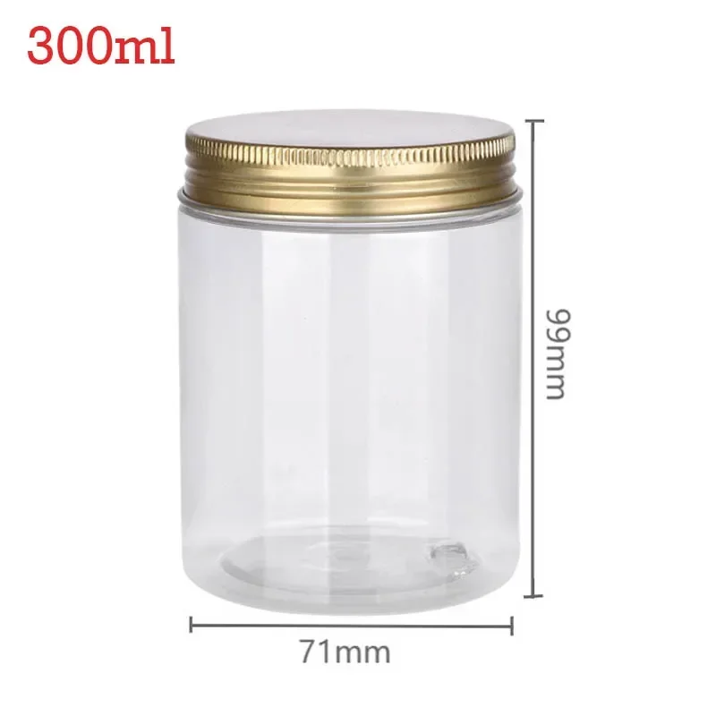 10Pcs 300ml Empty Plastic Jar Clear Wide Mouth Food Storage Jars For Candy Cookies Cosmetic Containers Face Cream Sample Pot