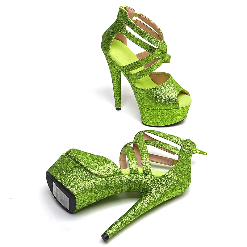 Leecabe  6inch/15cm Glitter Upper Trend fashion  lady shoe high heel platform stripper heel pole dance shoes