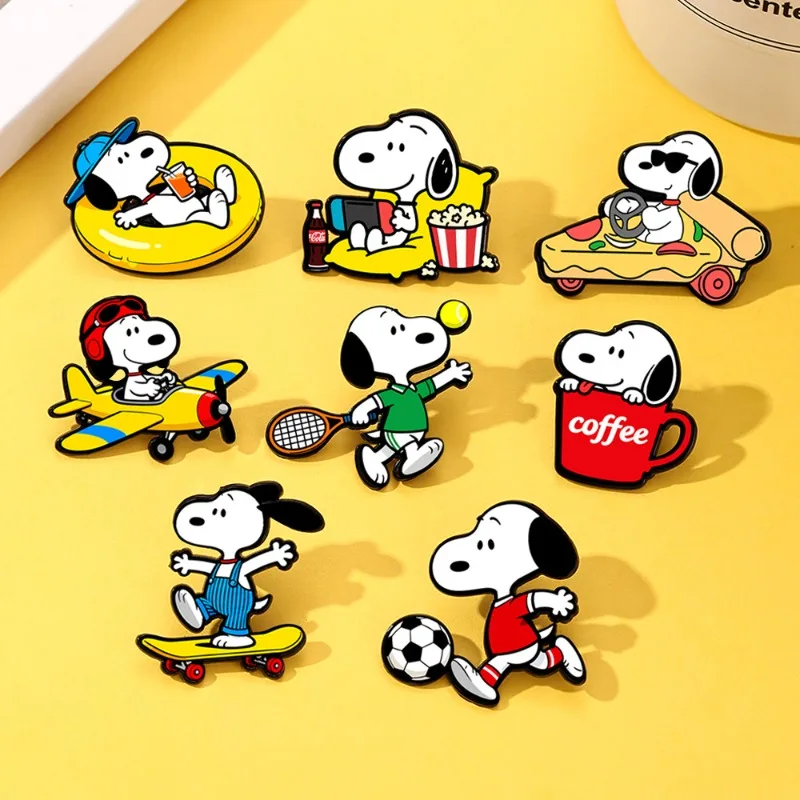 Snoopy Cartoon Character Brooch Badge Alloy Clothing Accessories Backpack Ornament Creative Cute Anime Peripheral Holiday Gifts