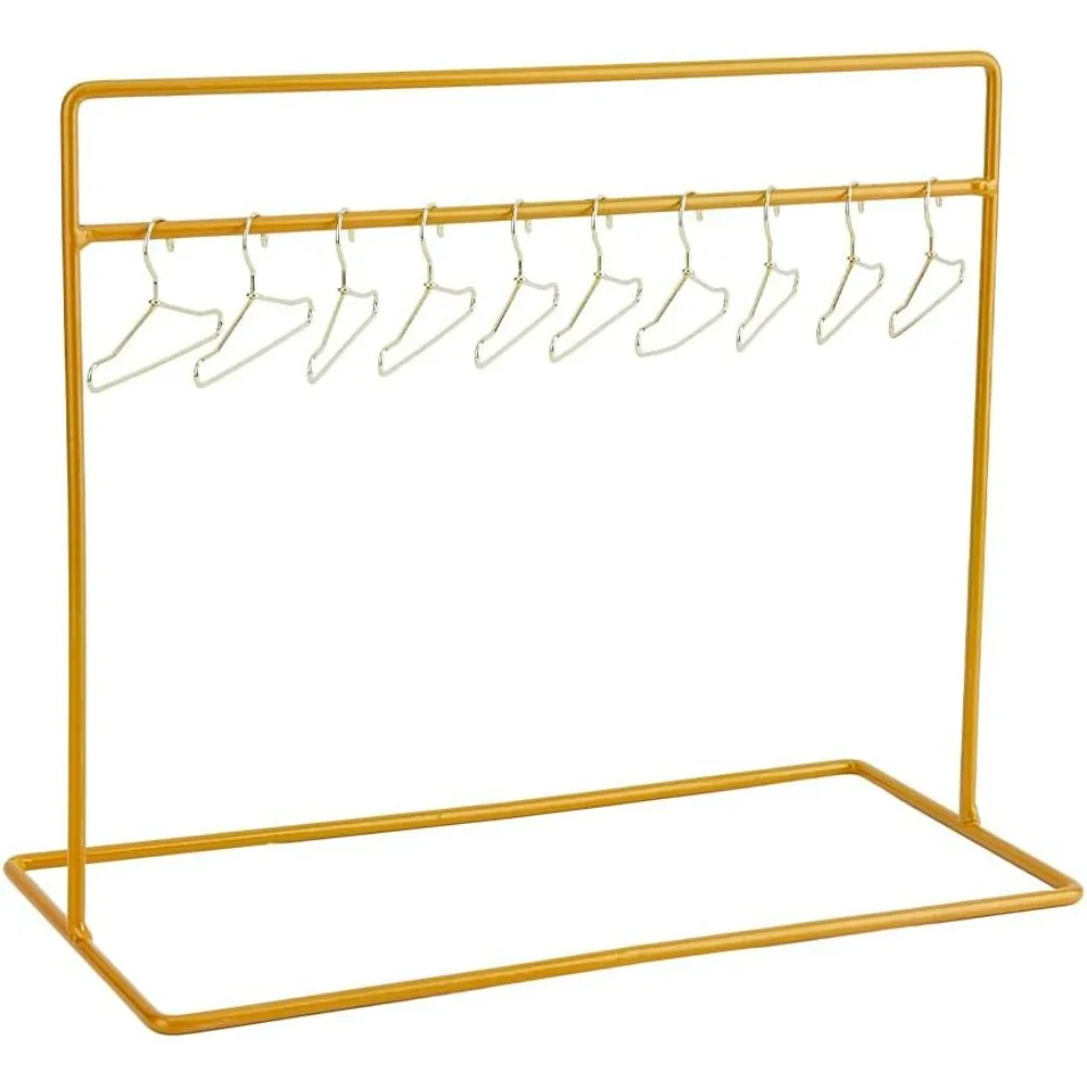 

1 Set Mini Garment Rack Including 1PC Tiny Clothes Storage Rack Closet and 10PCS 3.5x6.5cm Clothes