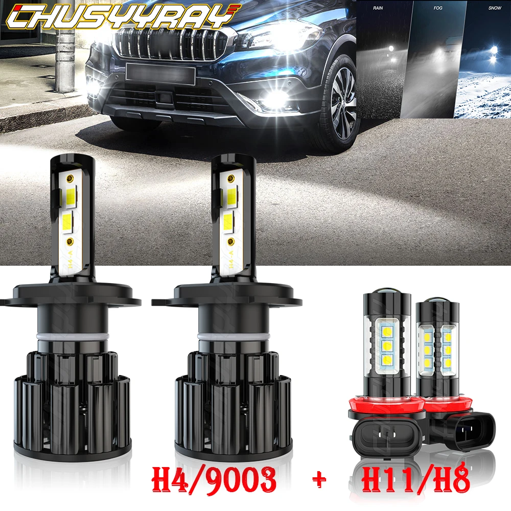 

CHUSYYRAY Compatible For Cube 2009-2014 4X LED Headlight High/Low Fog Light Bulbs Kit 6000K Super Bright Car accsesories luzes