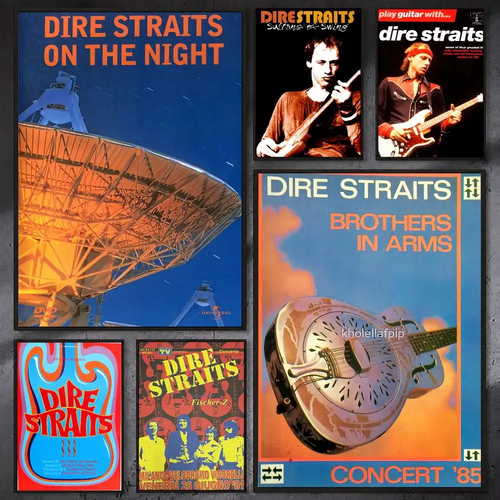 Singer D-Dire S-Straits Rockband Poster Wasserdichter Klebe-Wanddruck für Schlafzimmer, Wohnzimmer, Flur, Bar, Heimdekoration