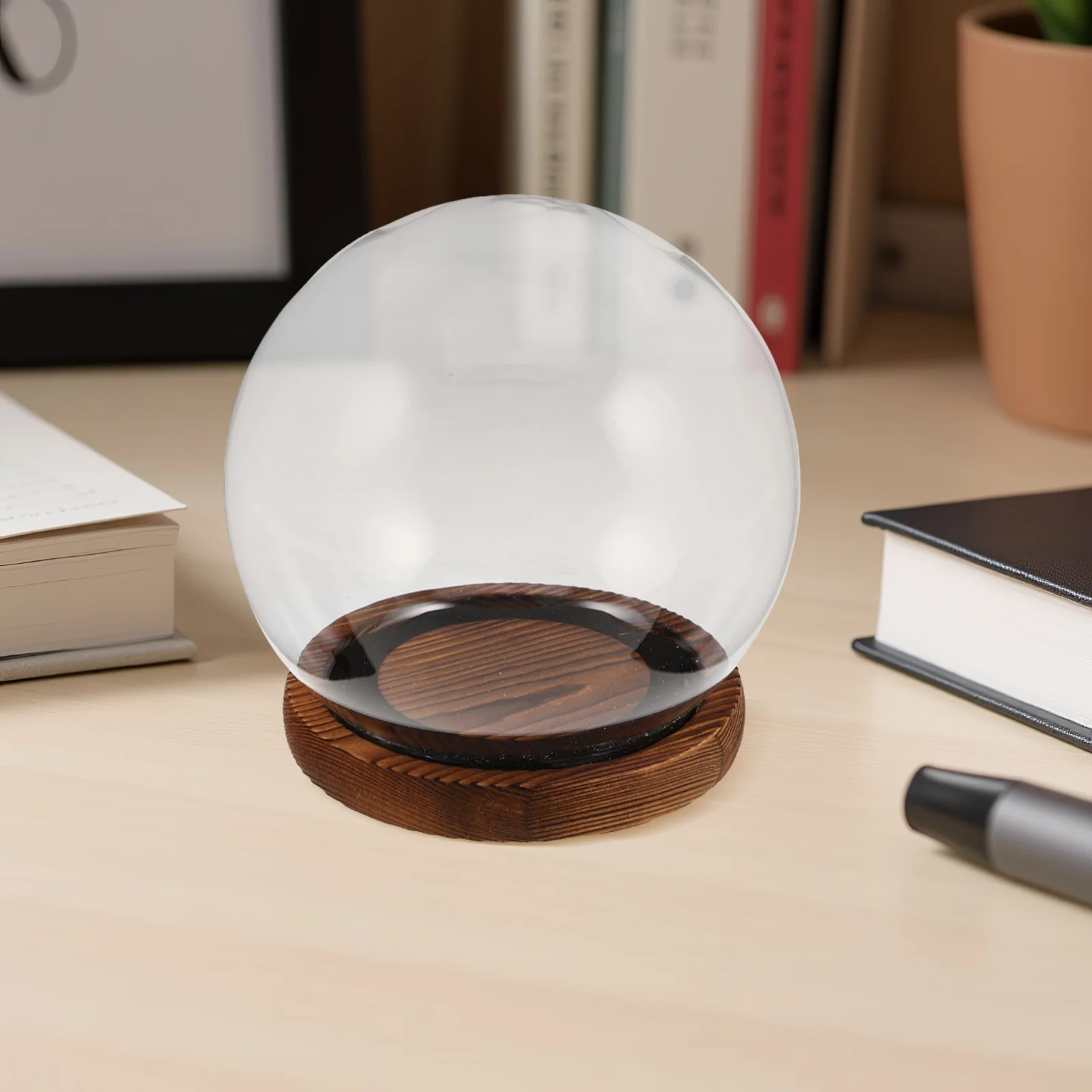 

Preserved Flower Glass Dome Transparent Cloche Display Case Elegant Clear Decorative Ornament Holder Home Office Decor