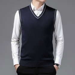 COODRONY Brand Men's Knitted Wool Vests A&W Warm V-Neck Sleeveless Sweater Vest Men Business Casual Base Clothing XXS - XL 5081