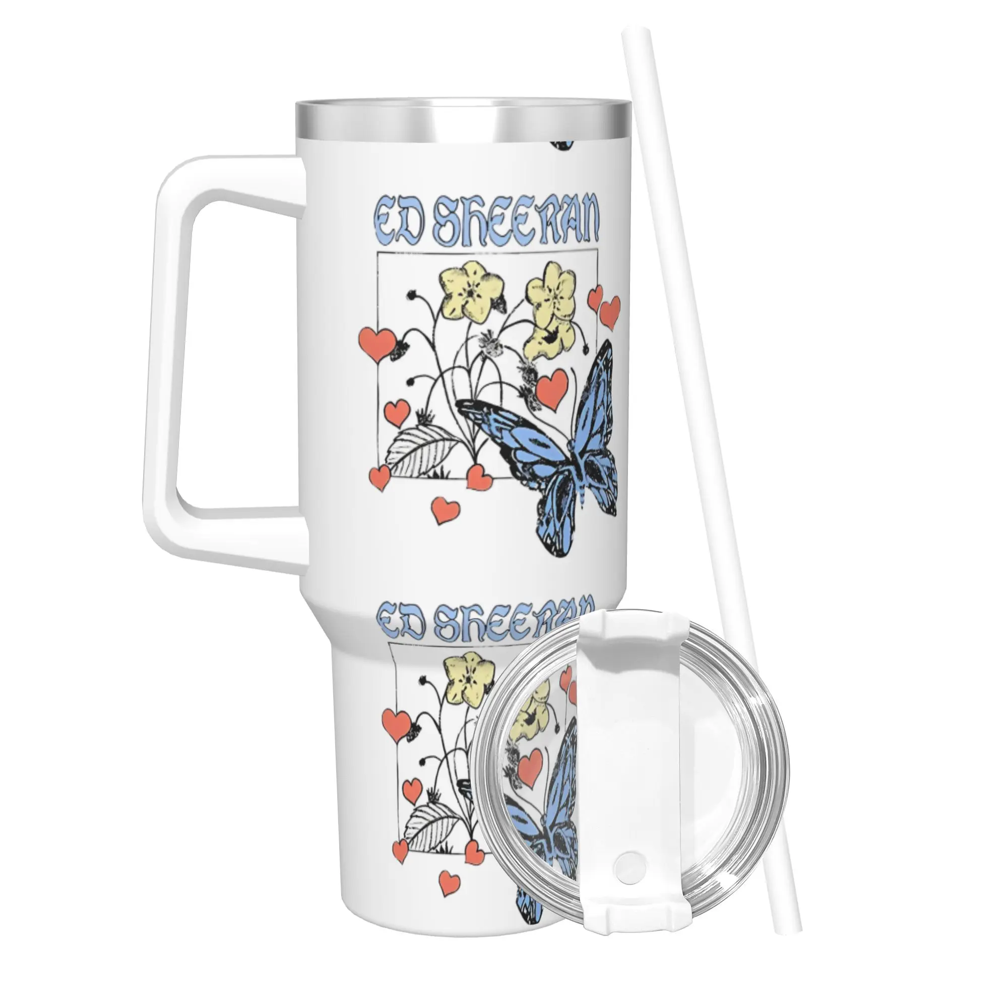 

Music Ed Sheerans Insulated Tumbler with Straws Ed Sheeran The Mathematics Tour Stainless Steel Thermal Mug Bottle Cup, 40oz